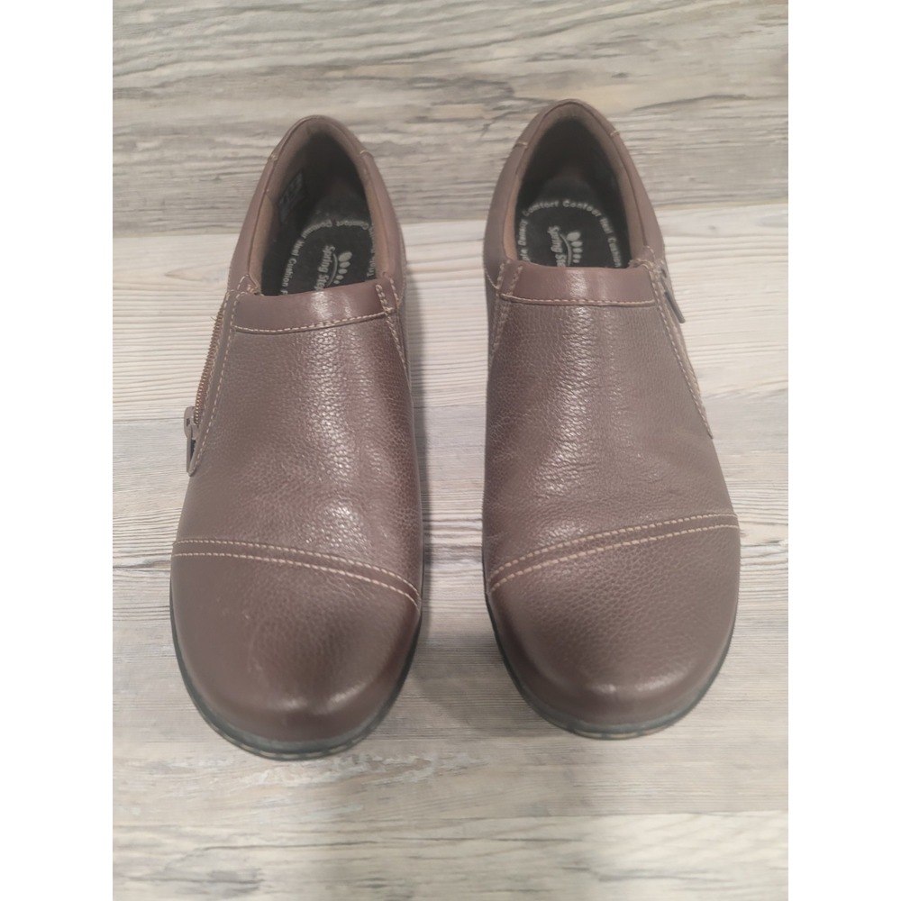 Clarks Women's Cora Giny Loafers dark brown tumbled leather size 10m used